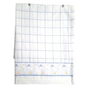 Cannon Flat Sheet Queen Blue Gingham Goose Percale Vintage Cottagecore Bed MCM